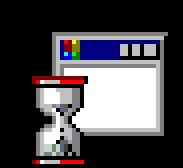Hour glass logo 0 from windows 98. With the words Screen Time Manger System.
